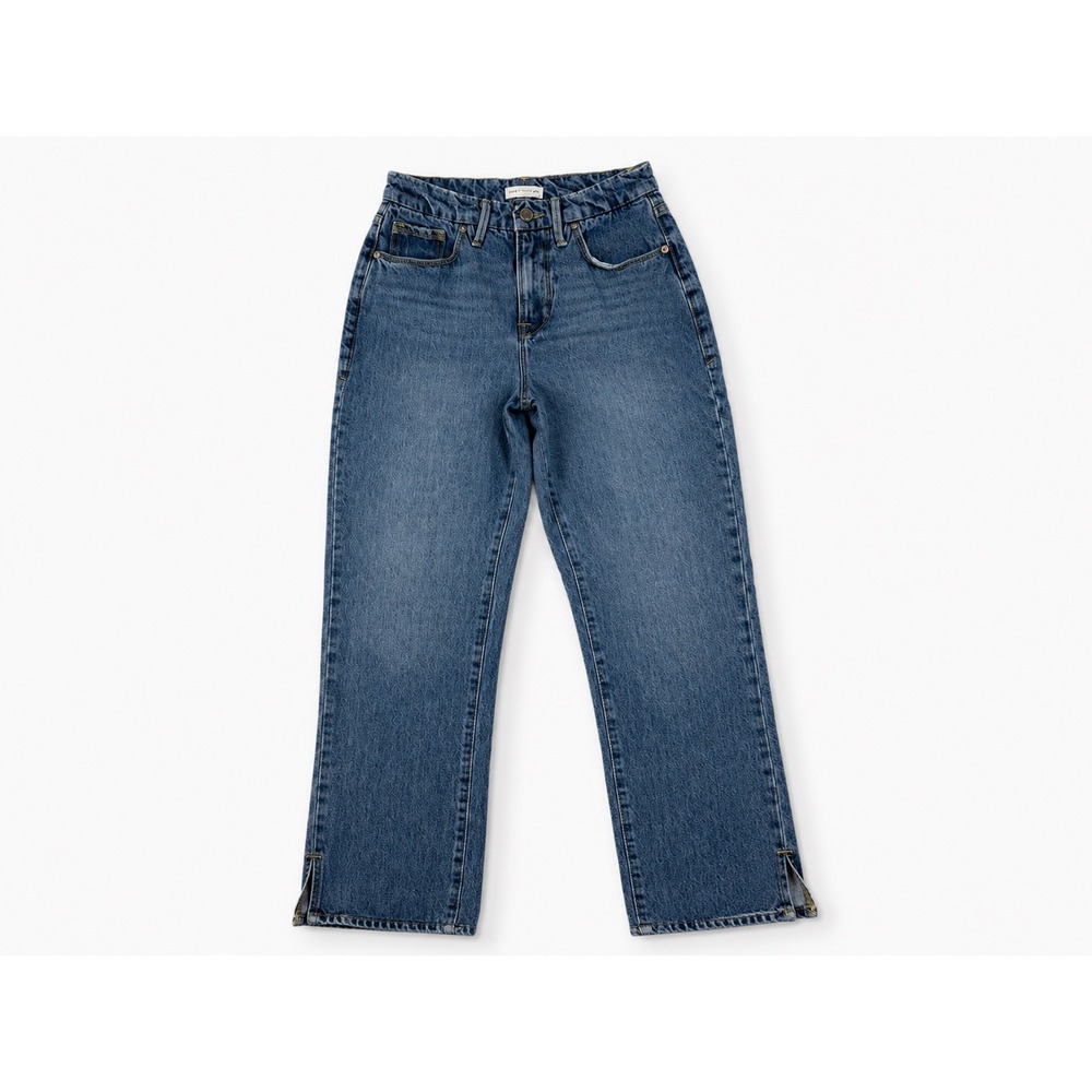 Good‎ American Straight Leg Split Hem Jeans Medium Wash Blue Size 00/24